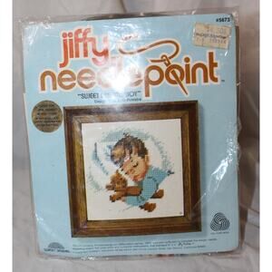 Jiffy Needlepoint ~ Sweet Dreams Boy ~ 5673 Vintage in Factory Sealed Package